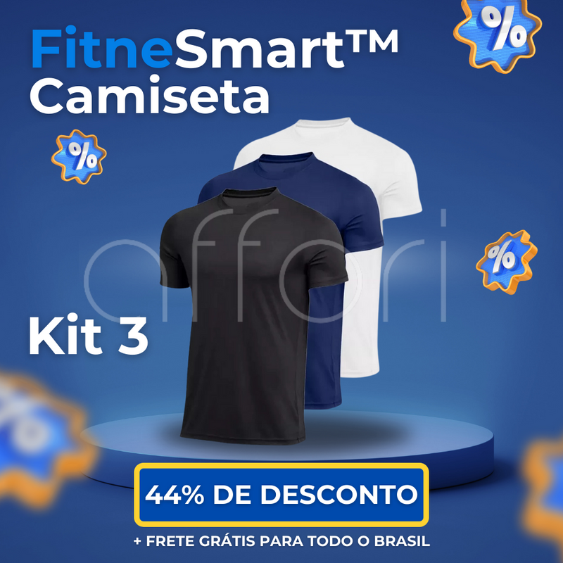 Kit 3 Camisetas FitneSmart™ - Anti-Suor e Anti Odor